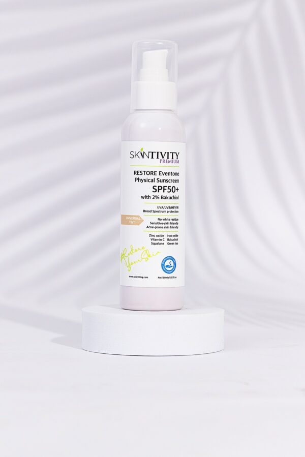 Skintivity RESTORE Eventone Physical Sunscreen SPF50 with 2 percent bakuchiol 150ml